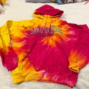 Exist Pink and Yellow Tie-Dye Hoodie